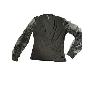 Adiva Black Embroidered Crochet Lace Long Sleeve Blouse Small Y2K Dark Fairy